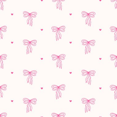 Pembe yay vektörsüz desen. Tuhaf bir arka plan, baskı, ambalaj tasarımı, duvar kâğıdı. Vektör illüstrasyonu