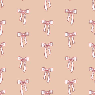 Bej arka planda fiyonklar, kusursuz desen. Tuhaf koquette arka plan, baskı, ambalaj, duvar kağıdı. Vektör illüstrasyonu