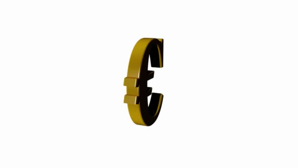 Euro signe tournant isolé, boucle sans couture, écran blanc — Video