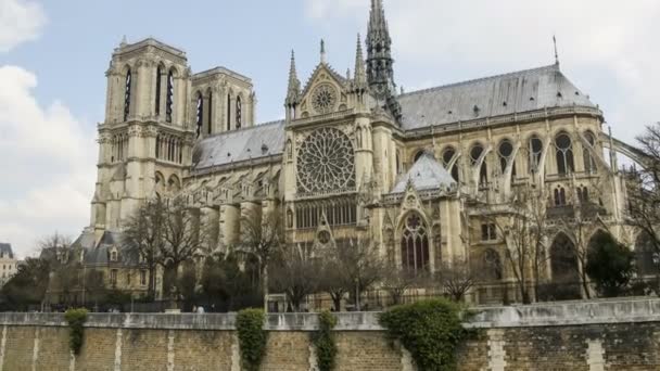 Notre Dame de Paris, czy katedry Notre Dame, Paryż, Francja. Upływ czasu — Wideo stockowe