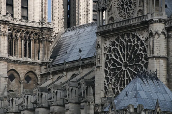 Architektonické detaily katedrály notre Dame de paris. — Stock fotografie