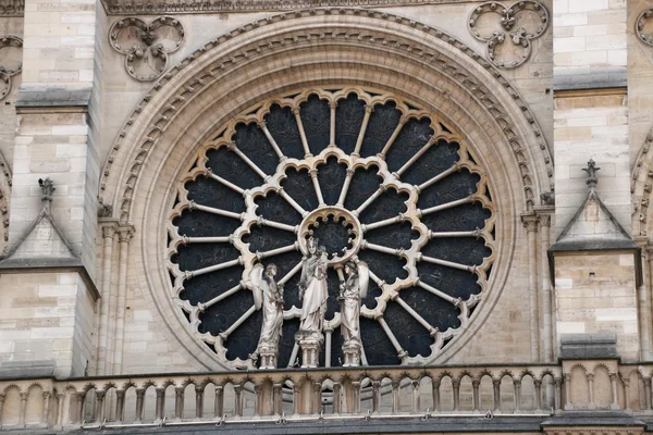 Fereastra fațadei Notre Dame din Paris, Franța — Fotografie, imagine de stoc