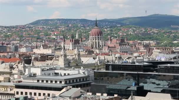 Yaz Budapeşte güzel manzara. Macaristan. Panorama. — Stok video