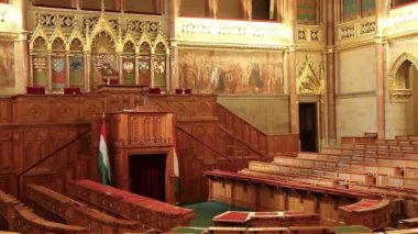 Budapest, Macaristan - 8 Mayıs 2016: Parlamento Binası, iç görünüm.
