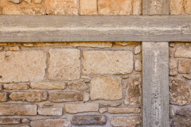 antika arka plan doku eski duvar tuğla ve ahşap kirişler.