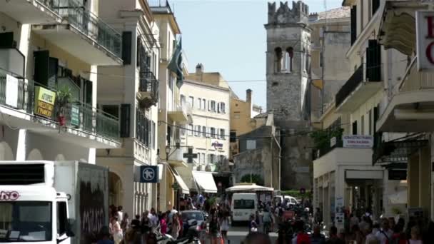 Korfu. Grecja. 24 sierpnia 2014 roku. na ulicach Korfu — Wideo stockowe
