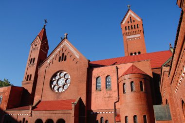 Catholic red chapel St Simon and St Elena. Minsk. Belarus.