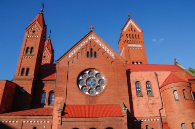 Catholic red chapel St Simon and St Elena. Minsk. Belarus.