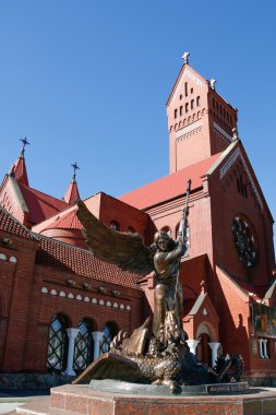 Statue of Archangel Michael before the Church in Minsk, Belarus