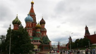 Moskova, Rusya. 16 Ağustos 2015: Aziz Basil Katedrali, Kızıl Meydan, Moskova