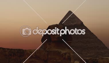 Timelapse. Sunrise Cheops ve Sfenks Piramidi üzerinde. Giza Mısır. v.2