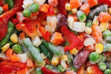 Dondurulmuş sebzeler. Meksika karışımı. Makro. 9