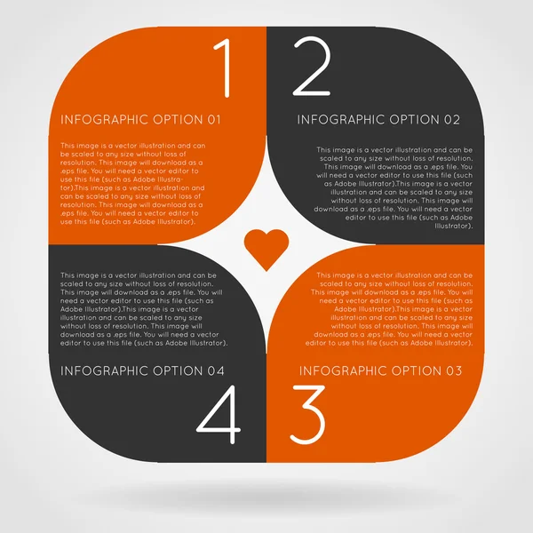 Banner de opções de infográficos quadrados laranja — Vetor de Stock