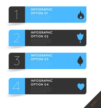 Soyut modern karanlık infographics seçenekleri afiş adımları ile Icons set