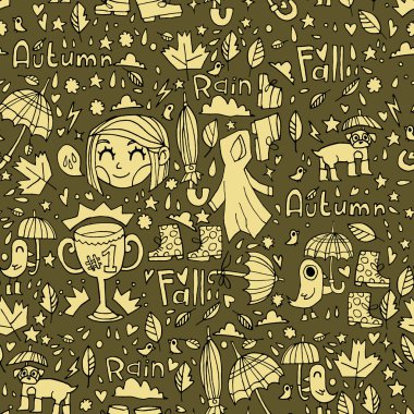 Retro vintage sevimli sonbahar desen.
