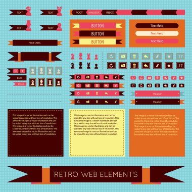 Retro vintage web öğeleri kümesi