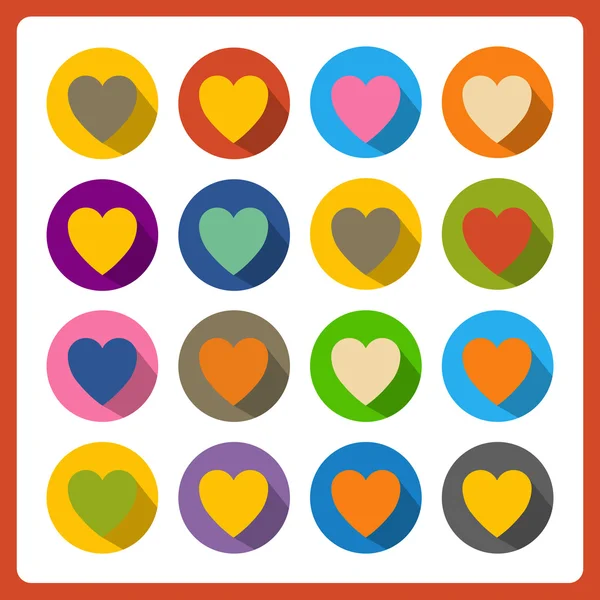 Modern flat hearts web icons — Stock Vector