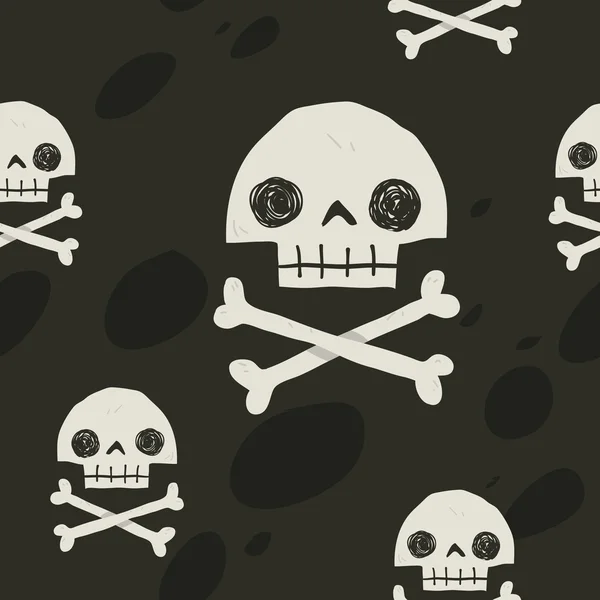 Calaveras piratas fondo sin costuras . — Vector de stock