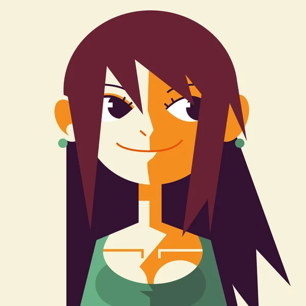 Low poly flat girl face. — Stock Vector