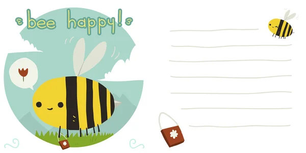 Ευτυχισμένος καρτ ποστάλ μέλισσες — Διανυσματικό Αρχείο