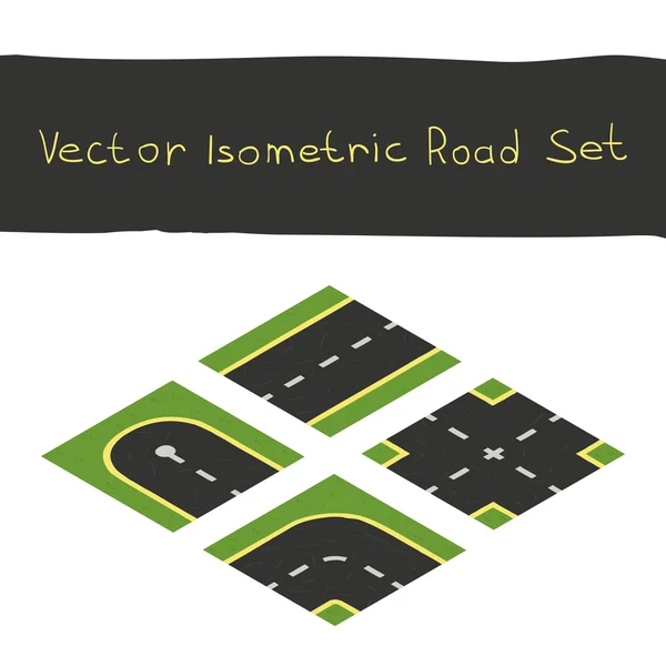 Juego isométrico conjunto de elementos de carretera . — Archivo Imágenes Vectoriales