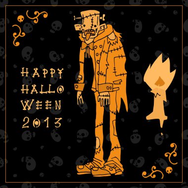 Halloween party postcard invitation.