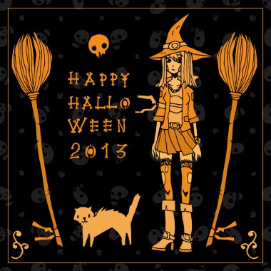 Mutlu Cadılar Bayramı kartpostal Davetiyesi