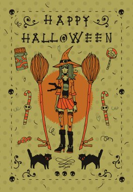 Mutlu Cadılar Bayramı kartpostal Davetiyesi