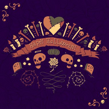 Mutlu Cadılar Bayramı tebrik kartı.