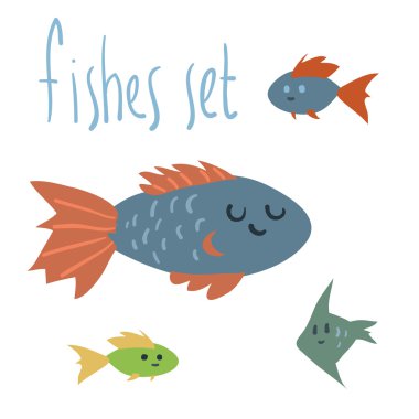 sevimli çizgi balıklar seti