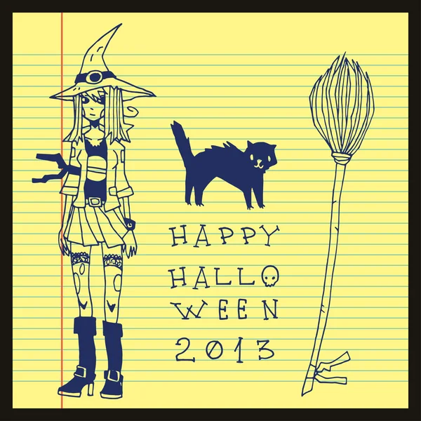 Feliz convite de cartão postal de Halloween — Vetor de Stock