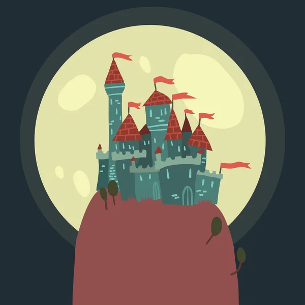 Cartoon Castle on a Hill flat icon