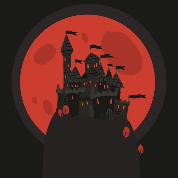 Cartoon dark Halloween Castle — Stock Vector