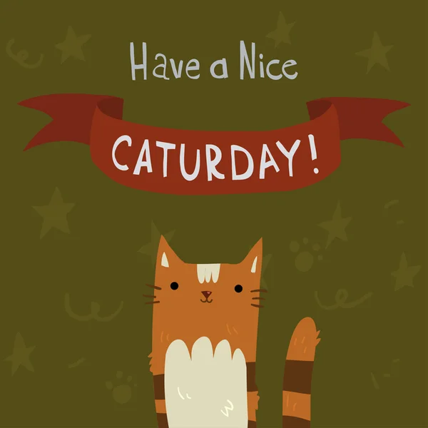 Cat 's Saturday Postcard — стоковый вектор