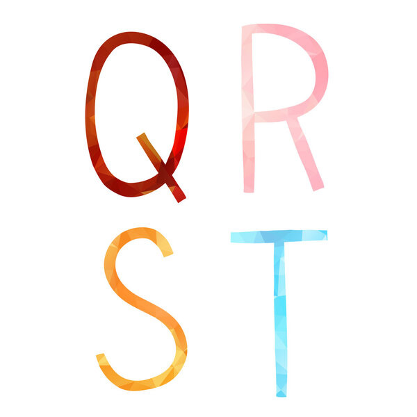 Low polygonal hand drawn alphabet.