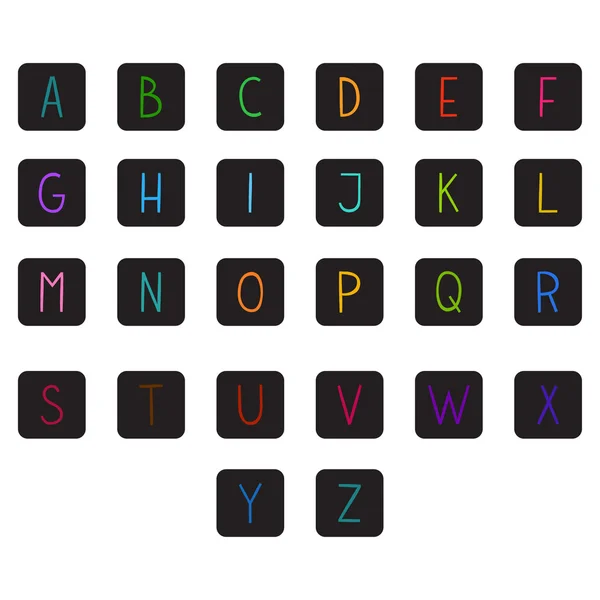 Alphabet coloré plat de bande dessinée . — Image vectorielle