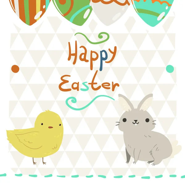 Happy easter invitation postcard — Stock Vector