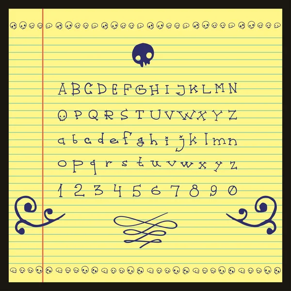 Halloween Hand gezeichnet vollständiges Alphabet — Stockvektor