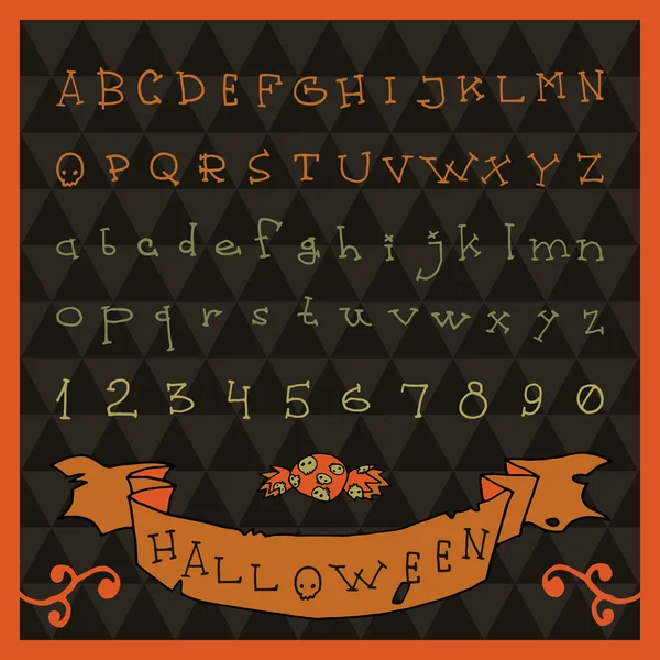 Halloween hand drawn full alphabet. — Stock Vector