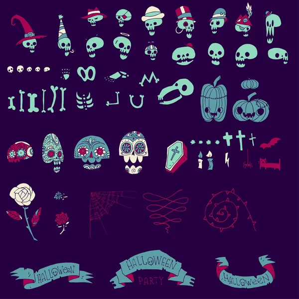 Big halloween elementos conjunto . — Vetor de Stock