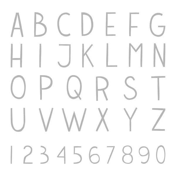 Alphabet complet dessiné à la main avec des numéros . — Image vectorielle