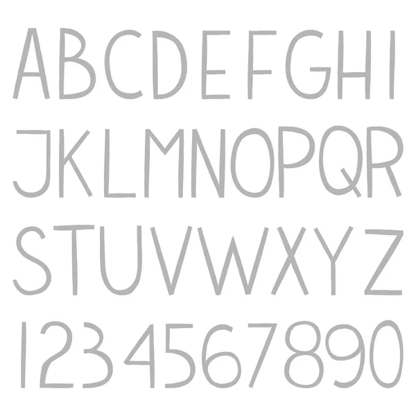 Alphabet complet dessiné à la main avec des numéros . — Image vectorielle