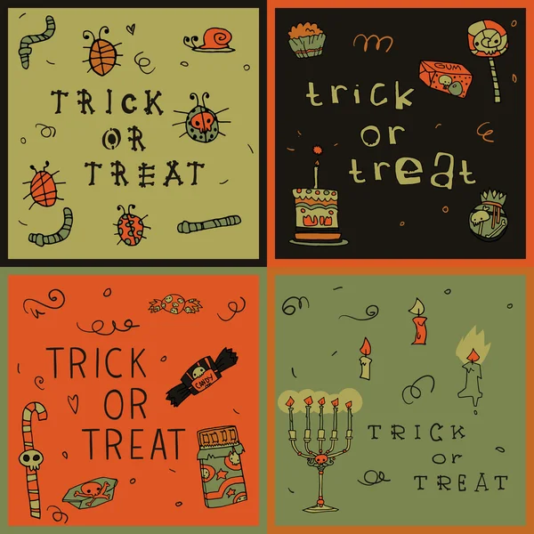 Inbjudan till Halloween "trick or treat" vykort — Stock vektor