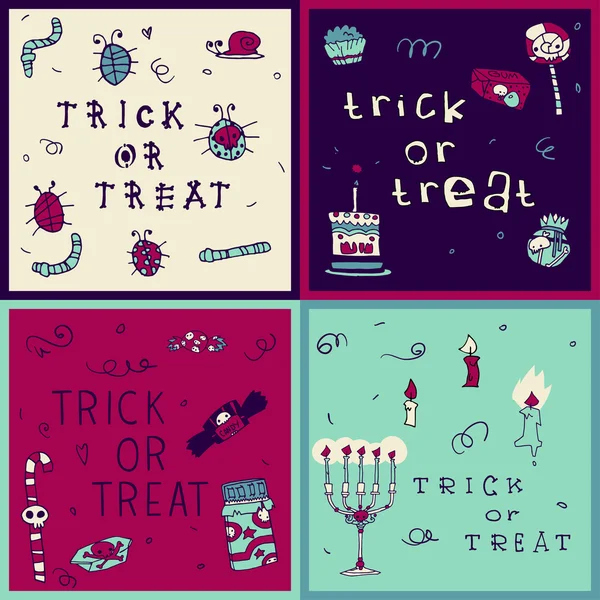 Halloween "trick or treat" Képeslap-meghívó — Stock Vector