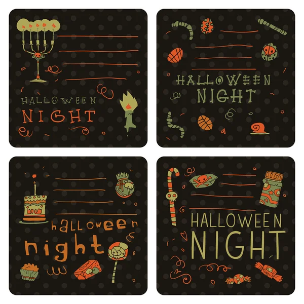Ensemble d'invitation de carte postale de nuit Halloween — Image vectorielle