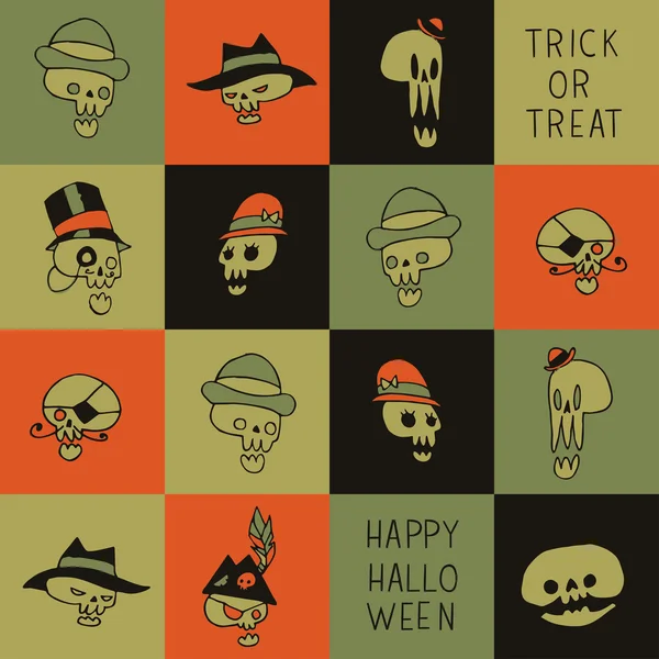 Halloween funny skulls background. — Stok Vektör