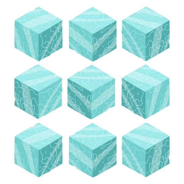 Ice game brick cubes set — Stock Vector