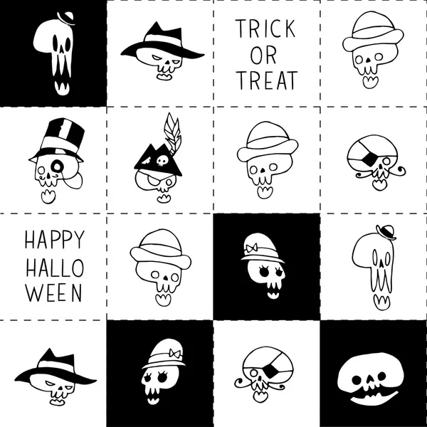Halloween funny skulls background. — Stock Vector