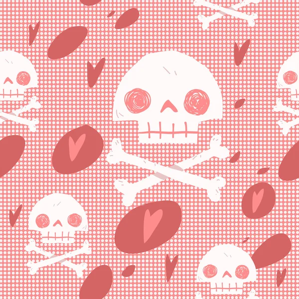 Calavera de dibujos animados fondo sin costuras — Vector de stock