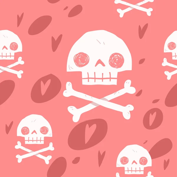 Calavera de dibujos animados fondo sin costuras — Vector de stock